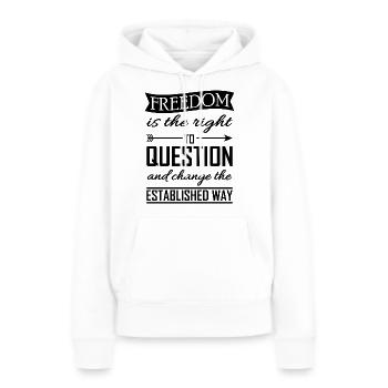 Freiheit - Frauen Premium Bio Hoodie - Weiß - Vorne - Julia (174cm)