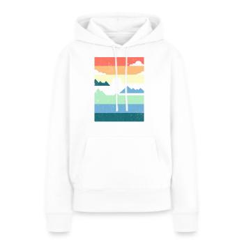 Vintage Mountain Landscape Shirt Nature géométrique - Sweat à capuche Premium bio Femme - blanc - Devant - Julia (174cm)