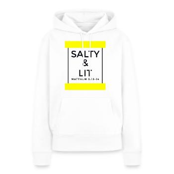 Salz und Licht sein - Christlich - Frauen Premium Bio Hoodie - Weiß - Vorne - Julia (174cm)