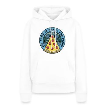 Pizza Spaceship Ufo Alien Raumschiff come in Peace - Frauen Premium Bio Hoodie - Weiß - Vorne - Julia (174cm)