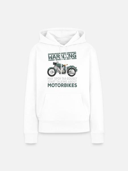 Warnung Motorräder - Frauen Premium Bio Hoodie - Weiß