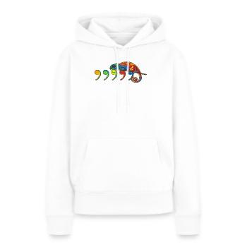 comma chameleon - Sweat à capuche Premium bio Femme - blanc - Devant - Julia (174cm)