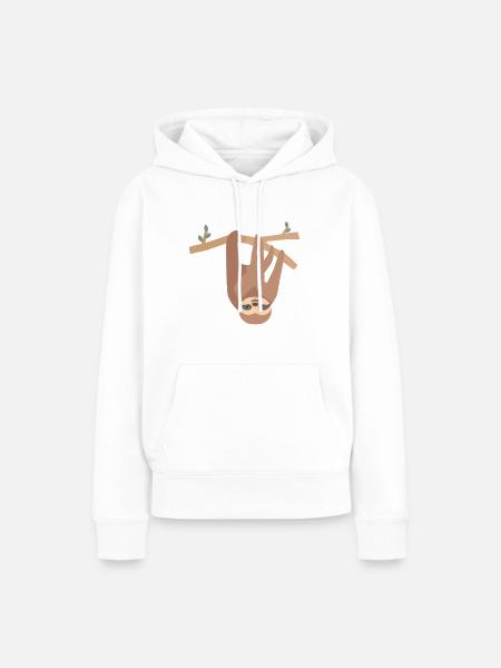 Faultier - Frauen Premium Bio Hoodie - Weiß