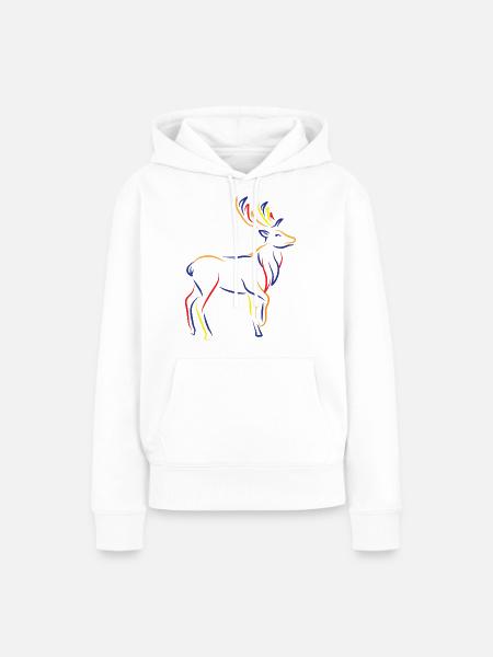 Deer Hirsch Silhuette - Frauen Premium Bio Hoodie - Weiß