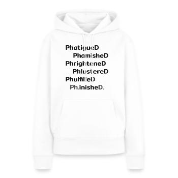 Doctorat.inishe.D. Promotion - Sweat à capuche Premium bio Femme - blanc - Devant - Julia (174cm)