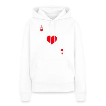 Jeu de cartes as de cœur - Sweat à capuche Premium bio Femme - blanc - Devant - Julia (174cm)