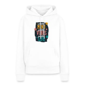Attitudes positives vibrations positives - Sweat à capuche Premium bio Femme - blanc - Devant - Julia (174cm)