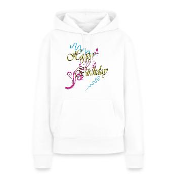 Joyeux anniversaire - Sweat à capuche Premium bio Femme - blanc - Devant - Julia (174cm)