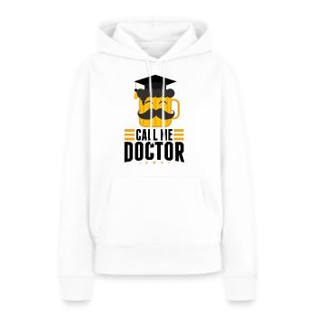 Docteur Doctor Thesis Doctor Robe Doctor - Sweat à capuche Premium bio Femme - blanc - Devant - Julia (174cm)