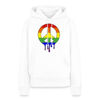 Signe de paix LGBT en couleurs arc-en-ciel CSD - Sweat à capuche Premium bio Femme - blanc - Devant - Julia (174cm)