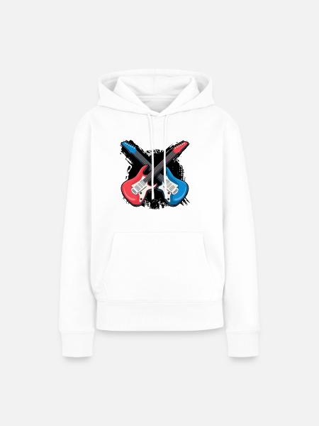 Musik Lieder Gitarre - Frauen Premium Bio Hoodie - Weiß
