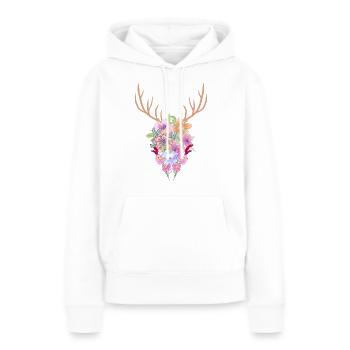 Blumen Geweih - Frauen Premium Bio Hoodie - Weiß - Vorne - Julia (174cm)