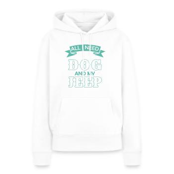Chien et jeep - Sweat à capuche Premium bio Femme - blanc - Devant - Julia (174cm)