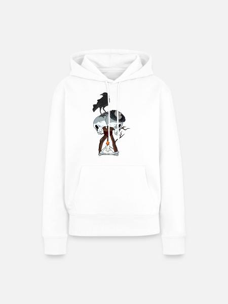 Schädel Hex Crow Videospiel - Frauen Premium Bio Hoodie - Weiß