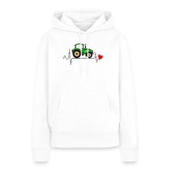 TRACTEUR HEARTBEAT - Sweat à capuche Premium bio Femme - blanc - Devant - Julia (174cm)