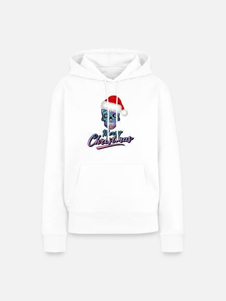 Totenkopf im Weihnachts Design - Frauen Premium Bio Hoodie - Weiß