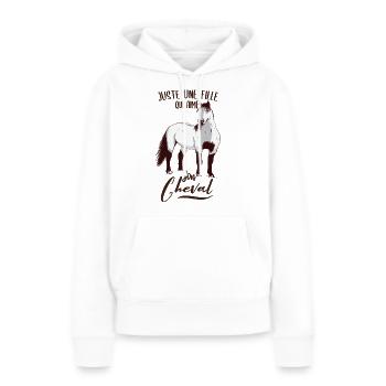Nur ein Mädchen, das ihr Pferd liebt - Frauen Premium Bio Hoodie - Weiß - Vorne - Julia (174cm)