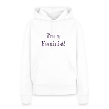 féminisme - Sweat à capuche Premium bio Femme - blanc - Devant - Julia (174cm)