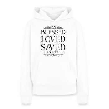 bénédiction bible amour - Sweat à capuche Premium bio Femme - blanc - Devant - Julia (174cm)