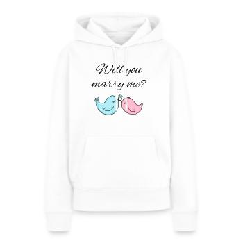 Demande de mariage - Sweat à capuche Premium bio Femme - blanc - Devant - Julia (174cm)