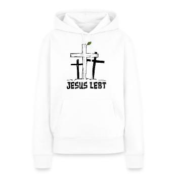 Jesus lebt - Kreuz Auferstehung Hoffnung Glaube - Frauen Premium Bio Hoodie - Weiß - Vorne - Julia (174cm)