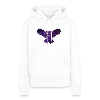 Violette Eule mit Universum - Frauen Premium Bio Hoodie - Weiß - Vorne - Julia (174cm)