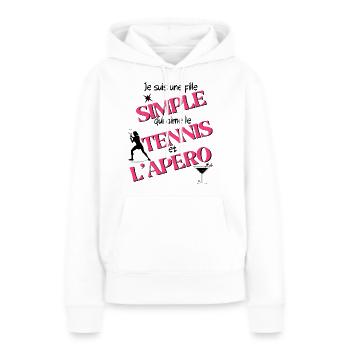 Je suis une fille qui aime le tennis - Sweat à capuche Premium bio Femme - blanc - Devant - Julia (174cm)