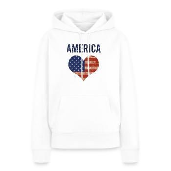 Amérique coeur - Sweat à capuche Premium bio Femme - blanc - Devant - Julia (174cm)