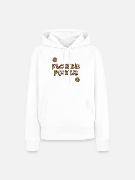 Flower Power - Frauen Premium Bio Hoodie - Weiß