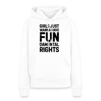 Les filles ont des droits fondamentaux féministe - Sweat à capuche Premium bio Femme - blanc - Devant - Julia (174cm)