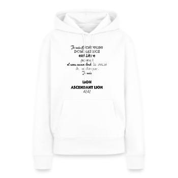 Je suis lion - ajoute ton prénom - Sweat à capuche Premium bio Femme - blanc - Devant - Julia (174cm)