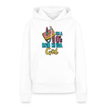 I’m a 90's R&b Kinda Girl - Sweat à capuche Premium bio Femme - blanc - Devant - Julia (174cm)