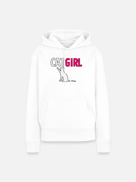 Cat girl Katzendame - Frauen Premium Bio Hoodie - Weiß