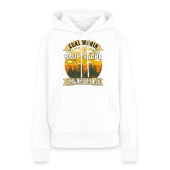 HAUPTSACHE SCHWÄBISCHE ALB - Frauen Premium Bio Hoodie - Weiß - Vorne - Julia (174cm)