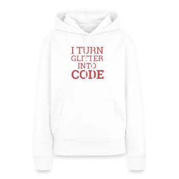 "Glitter Code | Programmer" - Women’s Premium Organic Hoodie - white - Front - Julia (174cm)