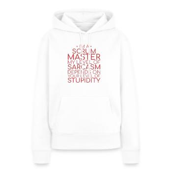 « Scrum Master Sarcasme | » Scrum Master" » - Sweat à capuche Premium bio Femme - blanc - Devant - Julia (174cm)