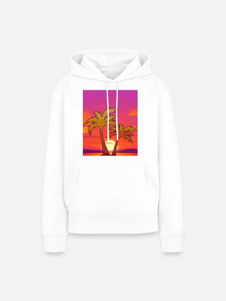 Palmen - Frauen Premium Bio Hoodie - Weiß