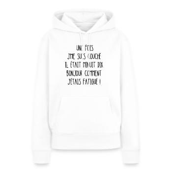 minuit dix - Sweat à capuche Premium bio Femme - blanc - Devant - Julia (174cm)