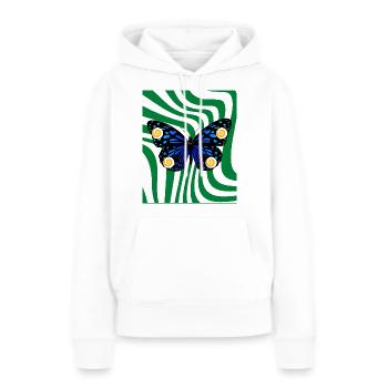 Bluer Schmetterling und Spirale - Frauen Premium Bio Hoodie - Weiß - Vorne - Julia (174cm)
