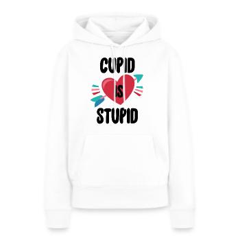 Anti Valentine's Day Funny Cupid Is Stupid - Women’s Premium Organic Hoodie - white - Front - Julia (174cm)