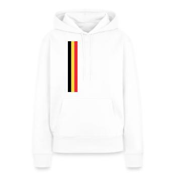 Drapeau belge Belgique Drapeau belge Belge - Sweat à capuche Premium bio Femme - blanc - Devant - Julia (174cm)