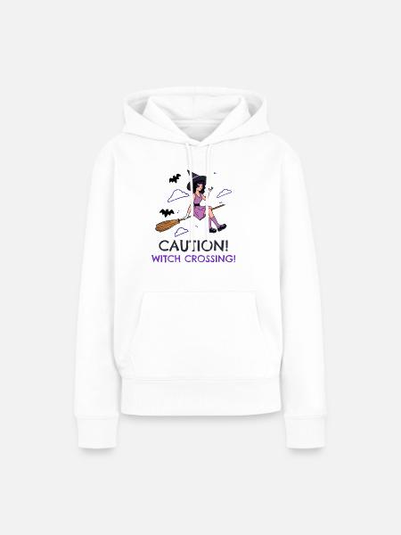 Caution! Witch Crossing! - Frauen Premium Bio Hoodie - Weiß