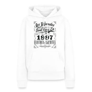 Les Légendes Sont Nés En 1997 | Cadeau - Sweat à capuche Premium bio Femme - blanc - Devant - Julia (174cm)