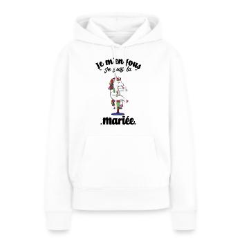 Je m en fous je suis la mariée licorne evjf future - Sweat à capuche Premium bio Femme - blanc - Devant - Julia (174cm)