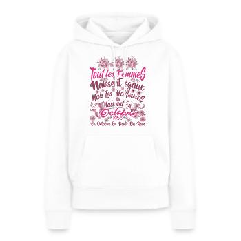 Anniversaire octobre 1953, octobre rose cadeau - Sweat à capuche Premium bio Femme - blanc - Devant - Julia (174cm)