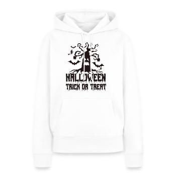 Halloween | Trick or Treat - Sweat à capuche Premium bio Femme - blanc - Devant - Julia (174cm)