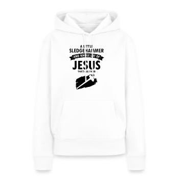 Démolition et rénovation de maisons - Sweat à capuche Premium bio Femme - blanc - Devant - Julia (174cm)