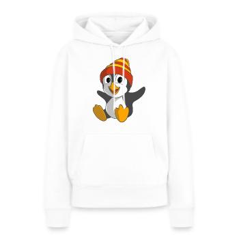 Funny penguin with winter hat - Women’s Premium Organic Hoodie - white - Front - Julia (174cm)
