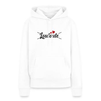 Femme Louloute Humour Mot Affectueux Couple - Sweat à capuche Premium bio Femme - blanc - Devant - Julia (174cm)