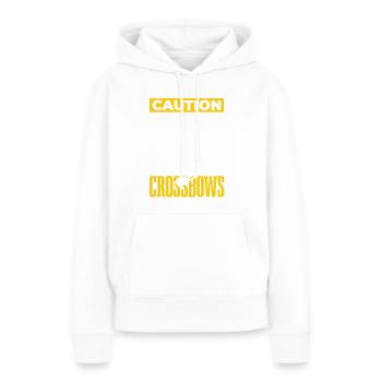 Attention Cette personne peut avoir des arbalètes pour - Sweat à capuche Premium bio Femme - blanc - Devant - Julia (174cm)